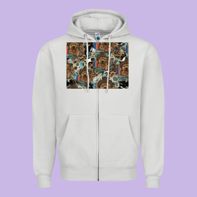 Dog Pattern Zipper Hoodie Designed By Cowhidedigitalart