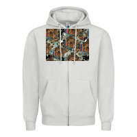 Dove Grey Dog Pattern Zipper Hoodie - CowhideDigitalArt