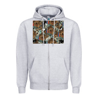 Heather Grey Dog Pattern Zipper Hoodie - CowhideDigitalArt