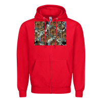 Red Dog Pattern Zipper Hoodie - CowhideDigitalArt