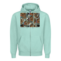 Seafoam Dog Pattern Zipper Hoodie - CowhideDigitalArt