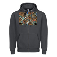 Smoke Dog Pattern Zipper Hoodie - CowhideDigitalArt