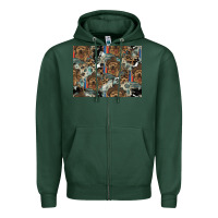 Sports Green Dog Pattern Zipper Hoodie - CowhideDigitalArt