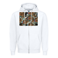 White Dog Pattern Zipper Hoodie - CowhideDigitalArt