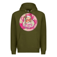 Army Green Pink Merry Christmas Santa Premium Hoodie - FaDigitalArtStudio