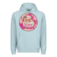 Blue Mist Pink Merry Christmas Santa Premium Hoodie - FaDigitalArtStudio