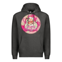 Charcoal Heather Pink Merry Christmas Santa Premium Hoodie - FaDigitalArtStudio