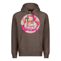 Coffee Pink Merry Christmas Santa Premium Hoodie - FaDigitalArtStudio