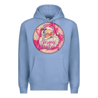 Colony Blue Pink Merry Christmas Santa Premium Hoodie - FaDigitalArtStudio