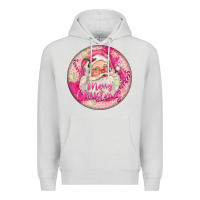 Dove Grey Pink Merry Christmas Santa Premium Hoodie - FaDigitalArtStudio