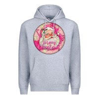 Heather Grey Pink Merry Christmas Santa Premium Hoodie - FaDigitalArtStudio