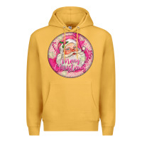 Mustard Pink Merry Christmas Santa Premium Hoodie - FaDigitalArtStudio