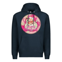 Navy Pink Merry Christmas Santa Premium Hoodie - FaDigitalArtStudio