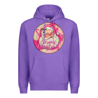 Purple Pink Merry Christmas Santa Premium Hoodie - FaDigitalArtStudio