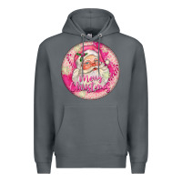 Rock Pink Merry Christmas Santa Premium Hoodie - FaDigitalArtStudio