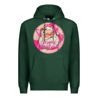 Sports Green Pink Merry Christmas Santa Premium Hoodie - FaDigitalArtStudio