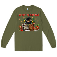 Army Green merry christmas Long Sleeve Tee - CowGirlArtShop