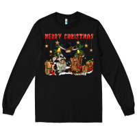 Black merry christmas Long Sleeve Tee - CowGirlArtShop