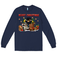 Navy merry christmas Long Sleeve Tee - CowGirlArtShop
