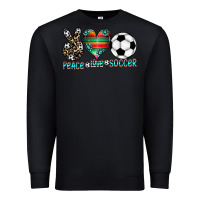 Black peace love soccer Premium Sweatshirt - CowhideDigitalArt