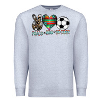 Heather Grey peace love soccer Premium Sweatshirt - CowhideDigitalArt