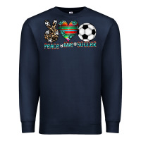 Navy peace love soccer Premium Sweatshirt - CowhideDigitalArt