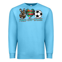 Ocean Blue peace love soccer Premium Sweatshirt - CowhideDigitalArt