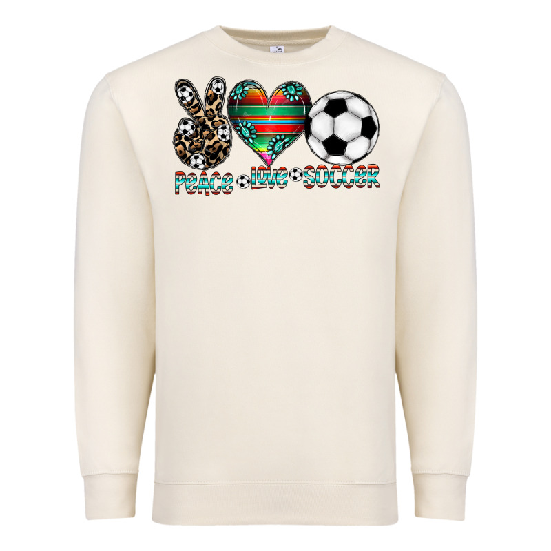 Peace Love Soccer Premium Sweatshirt by CowhideDigitalArt | Teevron