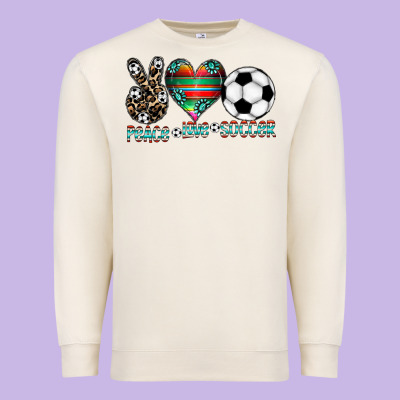 Peace Love Soccer Premium Sweatshirt Designed By Cowhidedigitalart