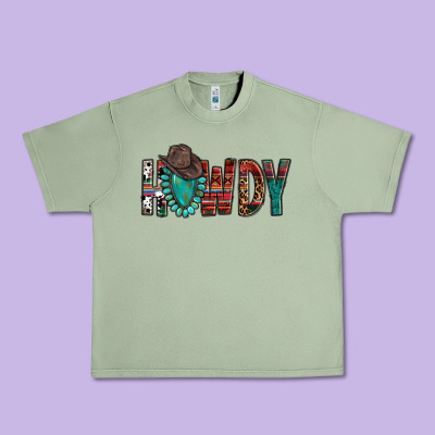 Western Howdy Gemstone Cowboy Hat Urban Heavy Tee Designed By Howdyjamesfarm