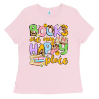 Bubblegum Pink books are my happy place Ladies Tee - Artiststas