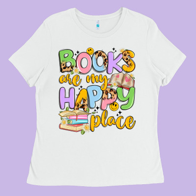 Books Are My Happy Place Ladies Tee Designed By Artiststas