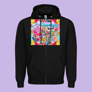 Summer Vibes With Sweet Tea Zipper Hoodie Designed By Cowhidedigitalart