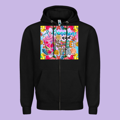 Summer Vibes With Sweet Tea Zipper Hoodie Designed By Cowhidedigitalart
