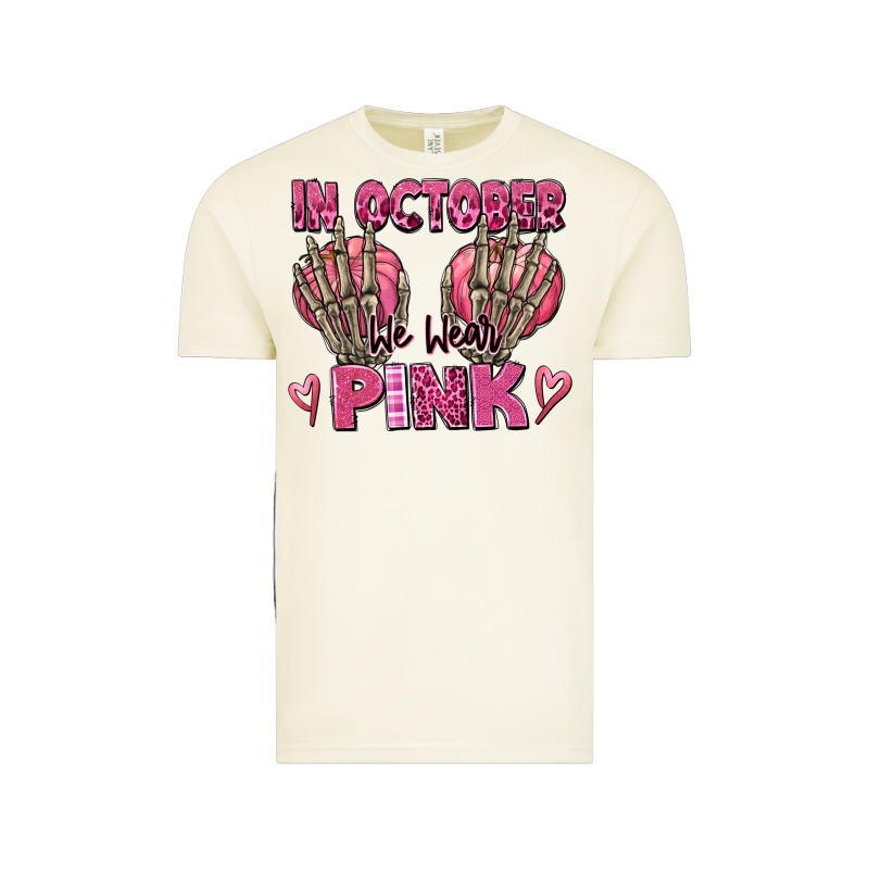 In October We Wear Pink Skeleton Vintage Tee by texasbilliewilder | Teevron