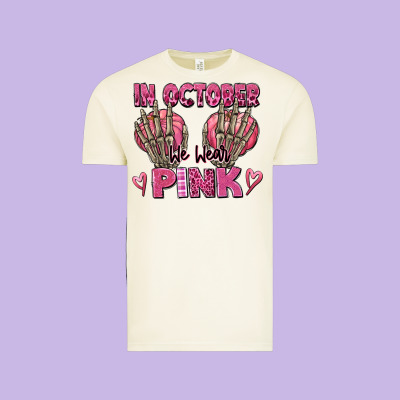 In October We Wear Pink Skeleton Vintage Tee Designed By Texasbilliewilder