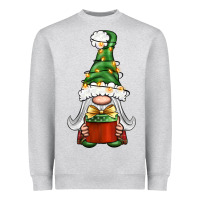 Heather Grey Christmas Gnome With Gift Heavyweight Sweatshirt - BundleAndBundleShop