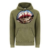 Vintage Olive American lip leopard 4th of july Vintage Hoodie - HowdyJamesFarm