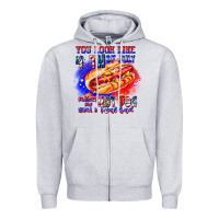 Heather Grey You Look Like 4th of july makes me hot dog want a Zipper Hoodie - CowhideDigitalArt