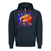 Navy You Look Like 4th of july makes me hot dog want a Zipper Hoodie - CowhideDigitalArt
