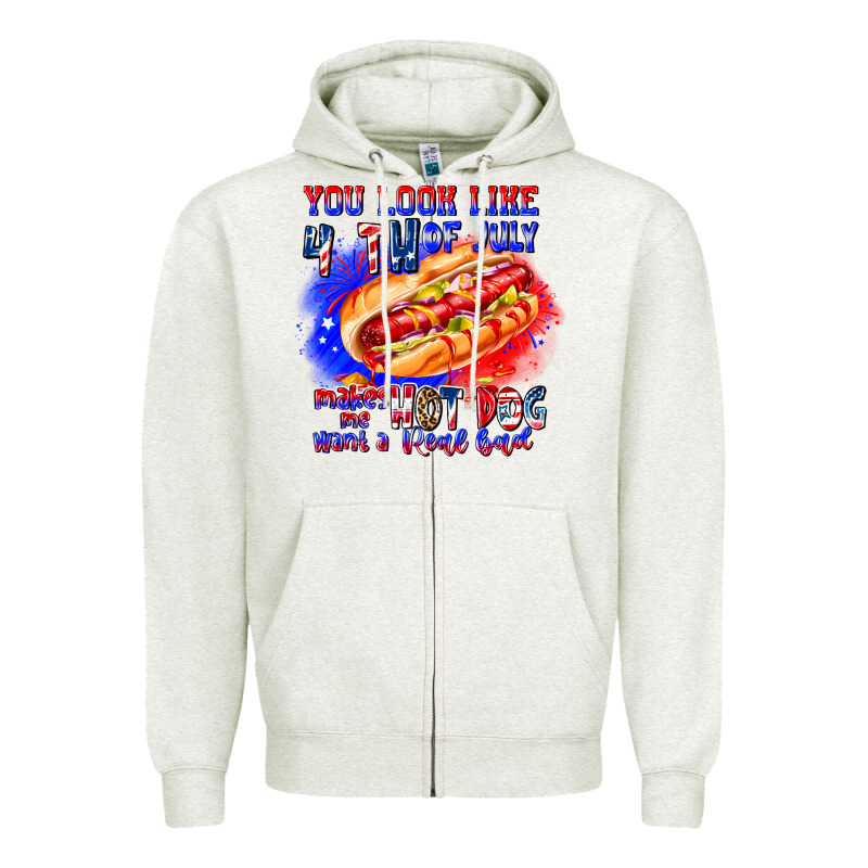 You Look Like 4th Of July Makes Me Hot Dog Want A Zipper Hoodie by CowhideDigitalArt | Teevron
