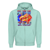 Seafoam You Look Like 4th of july makes me hot dog want a Zipper Hoodie - CowhideDigitalArt
