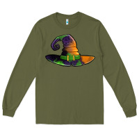 Army Green Purple leopard witch hat Long Sleeve Tee - Jasminsmagicworld