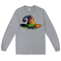 Heather Grey Purple leopard witch hat Long Sleeve Tee - Jasminsmagicworld