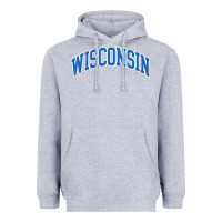 Heather Grey wisconsin blue Heavyweight Hoodie - lanVoArt