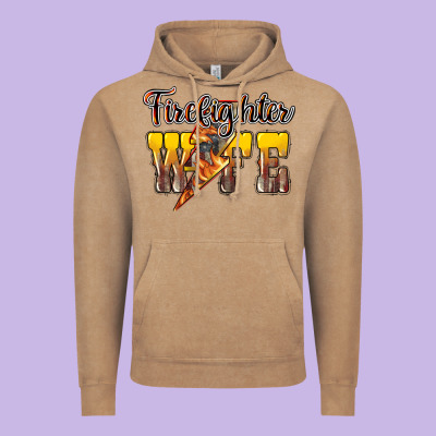 Firefighter Wife Lightning Bolt Vintage Hoodie Designed By Howdyjamesfarm