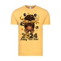 Vintage Mustard 2024 happy new year  afro messy bun Vintage Tee - texasbilliewilder