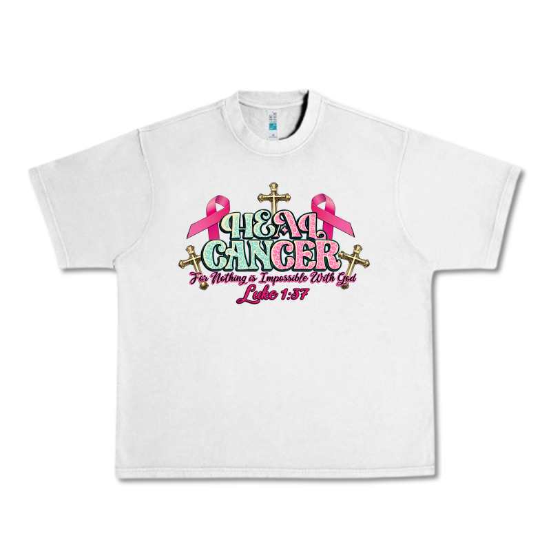Heal Cancer Luke 1:37 Cross Cancer Awareness Urban Heavy Tee by HowdyJamesFarm | Teevron
