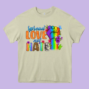 Spread Love Not Hate Heavy Core Tee Designed By Bundleandbundleshop