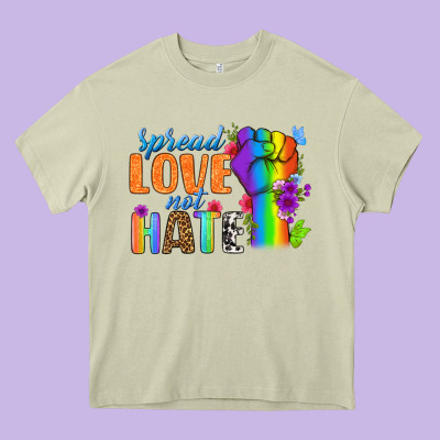 Spread Love Not Hate Heavy Core Tee Designed By Bundleandbundleshop